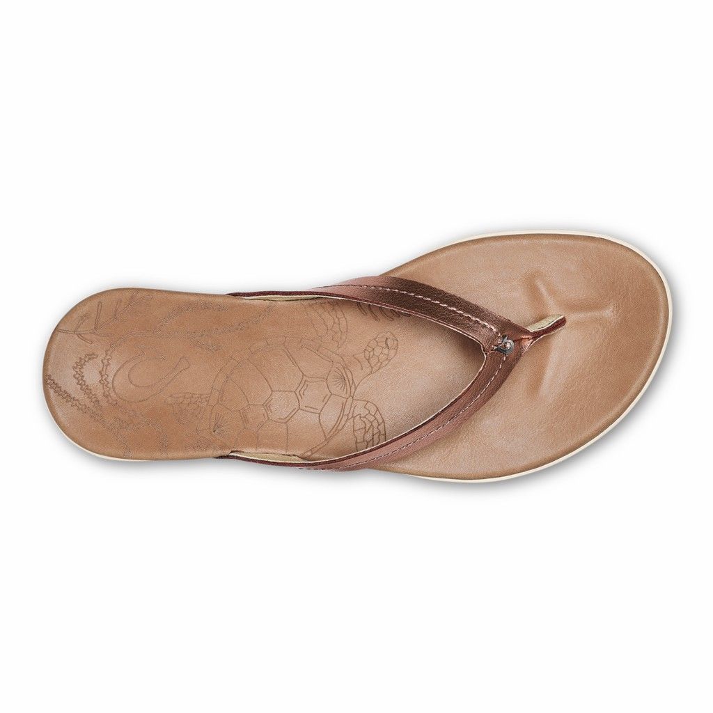 Olukai Women's Honu Flip Flop - Pink Copper / Sahara US359-640